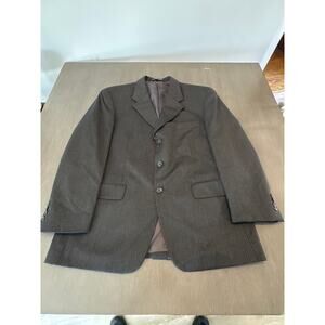 Jones New York Mens Blazer Cashmere Wool Blend Dark Gray Pinstripe  Size 42 S